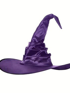 PURPLE SATIN WITCH HAT